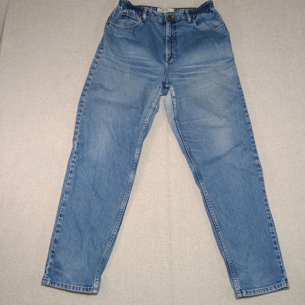LL Bean Double L Comfort Waist Jeans Womens 12 Reg Blue Denim High Rise Tapered